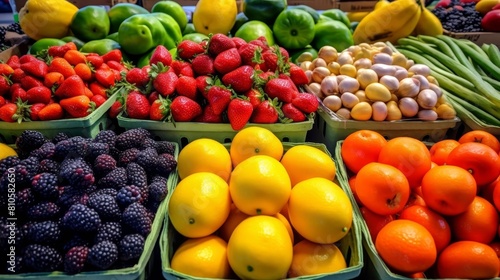 Vibrant Assortment of Fresh Fruits and Vegetables