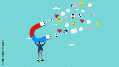 attraction marketing, strategy to result in making more sales, increasing interaction in digital marketing strategies, business people carry large magnets to generate high content engagement