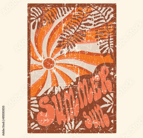 Vintage grunge Swim Refined Retro 70s Summer Sun Placement Graphic vector artwork