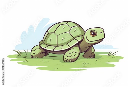 turtle slowly walking in the grass photo