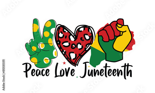 Peace Love Juneteenth T-Shirt Design