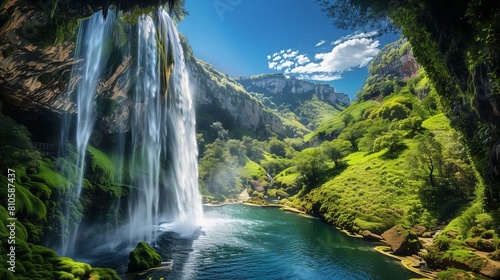 waterfall in the mountains © MuhammadHassaan