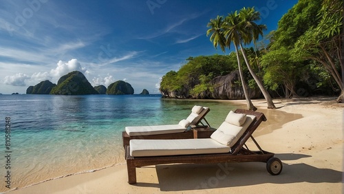 Tropical Haven with Summer Generative AI s Sofa Deck and Umbrella Paradise