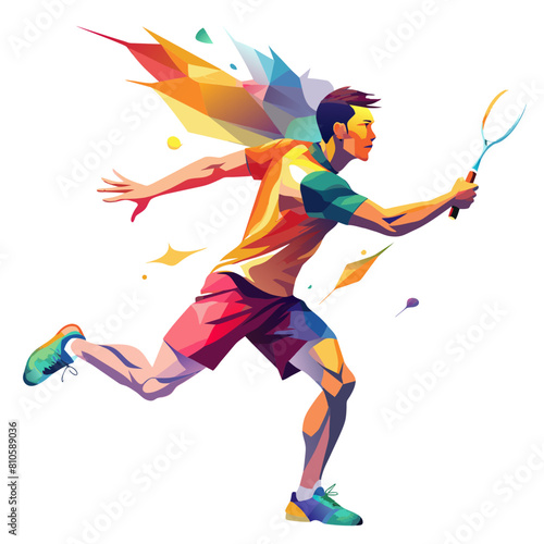 Badminton Player Playing colorful watercolor illustration 