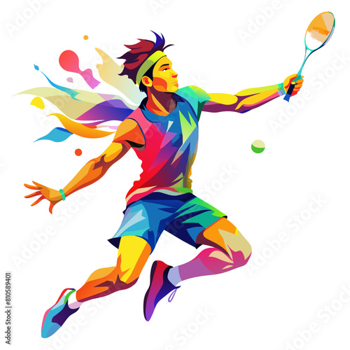 Badminton Player Playing colorful watercolor illustration 