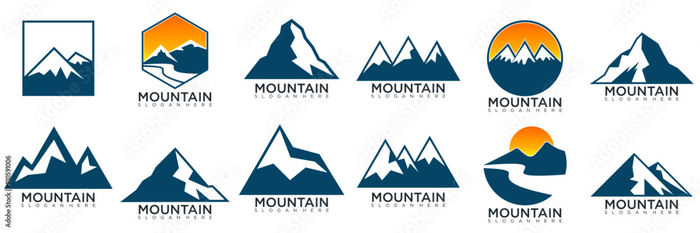 collection abstract mountain logo design illustration