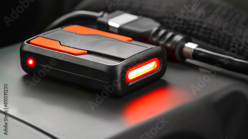 Power bank with built-in LED flashlight and car jump starter function, providing a reliable power source for charging electronic devices and jump-starting vehicles in emergencies.