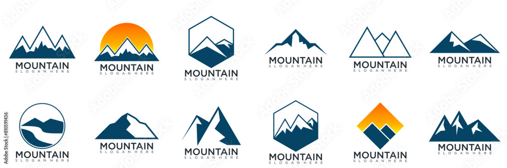 collection abstract mountain logo design illustration collection abstract mountain logo design illustration