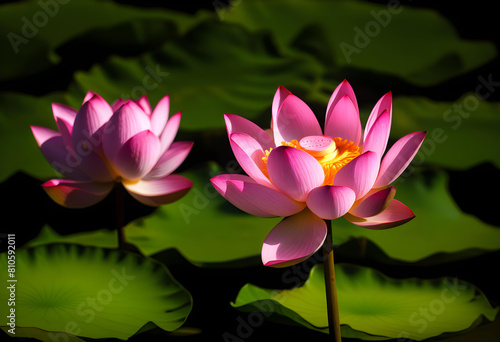 pink lotus flower with a black background