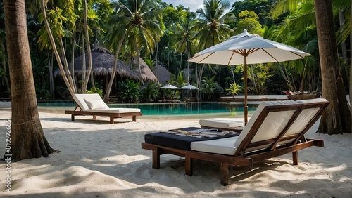 Tropical Haven with Summer Generative AI s Sofa Deck and Umbrella Paradise
