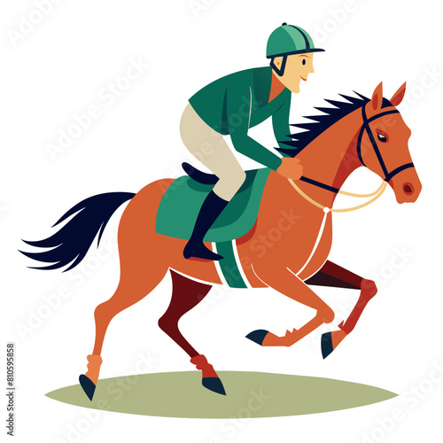 Horseback riding jockey colorful watercolor illustration 