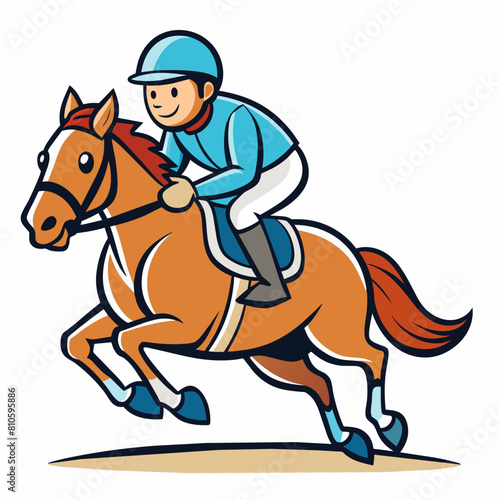 Horseback riding jockey colorful watercolor illustration 