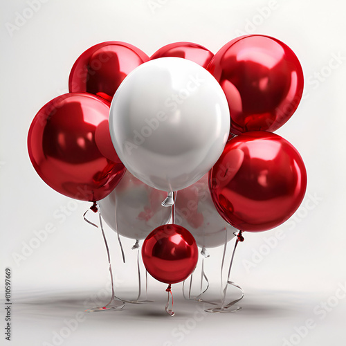 red balloons on white background