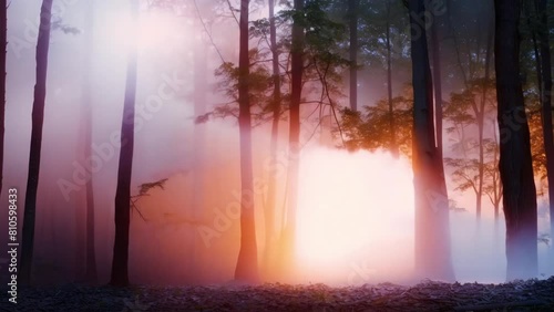 El bosque cobra vida en la noche con la luz de la naturaleza. Concept Nature Illuminated, Nighttime Forest, Glowing Trees, Enchanted Woods, Magical Wilderness photo