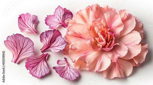 A beautiful pink peony is placed on a white background photo