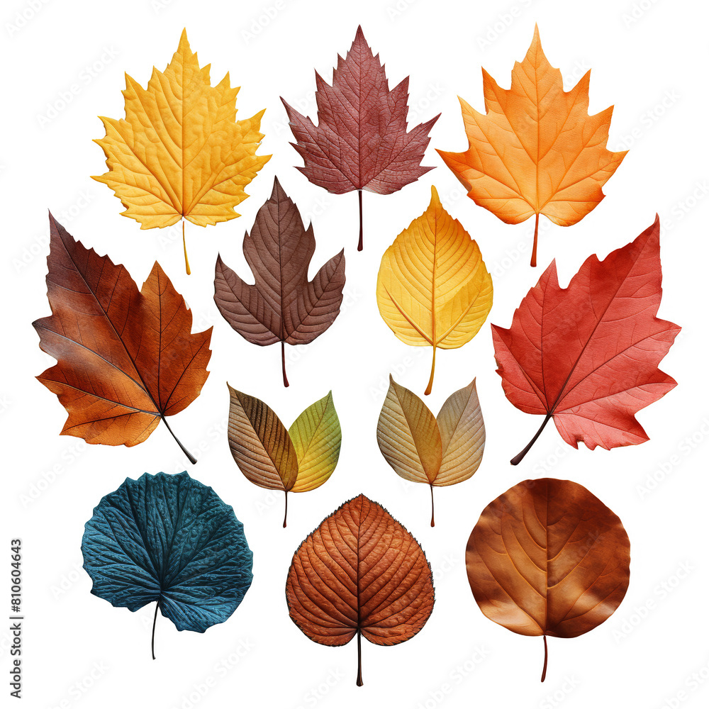 Fototapeta premium Colorful autumn leaves on a transparent background