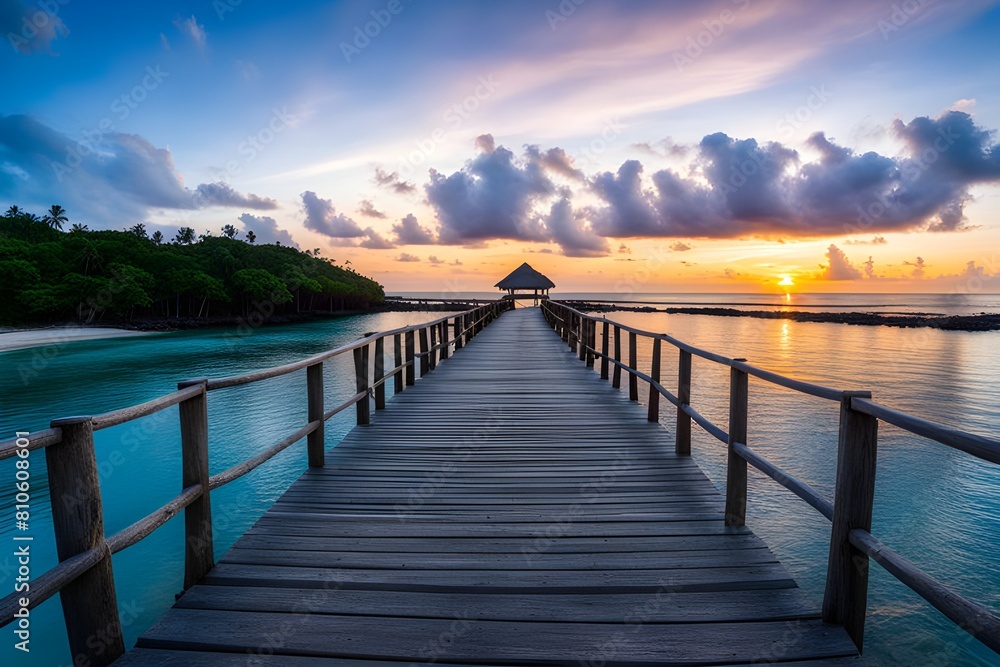 Fototapeta premium View of wooden bridge