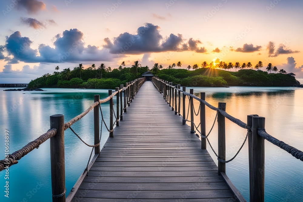 Fototapeta premium View of wooden bridge