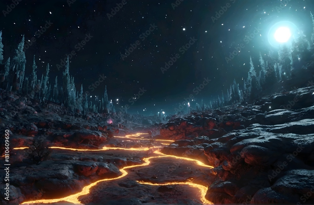 abstract Glowing particle Sparkles on alien planet landscape forest 3d rendering v2 abstract Glowing particle Sparkles on alien planet landscape forest 3d rendering v2