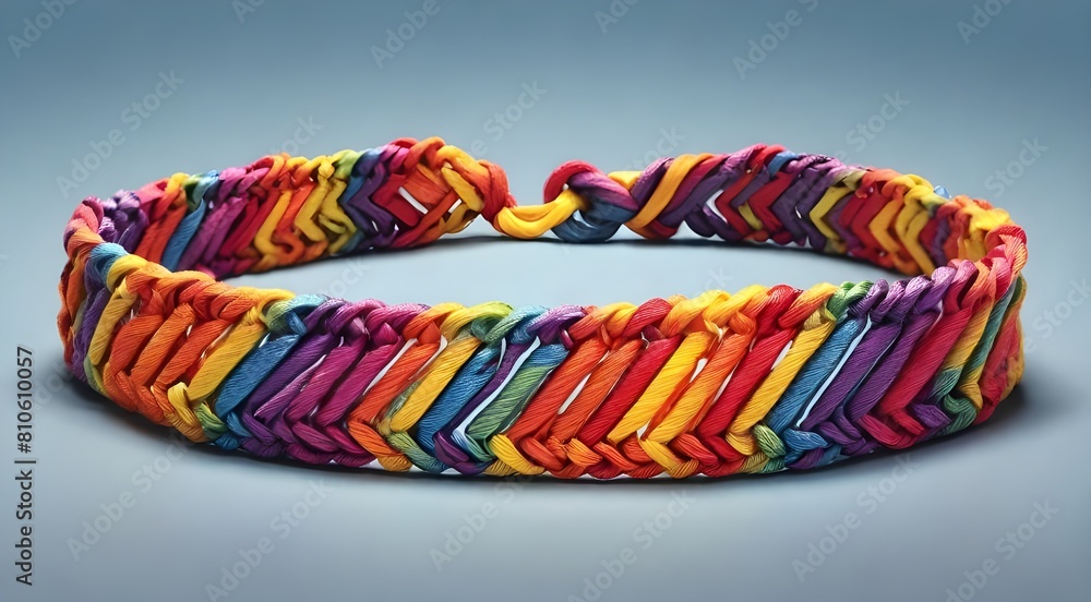 Vector rainbow lgbt handmade hippie triangle friendship bracelet of threads.
Vector rainbow lgbt handmade hippie triangle friendship bracelet of threads.