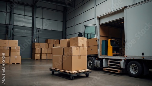 Efficient Delivery: Boxes Packed and Loaded onto Large Truck, Generative AI. © Muhammad Zubair