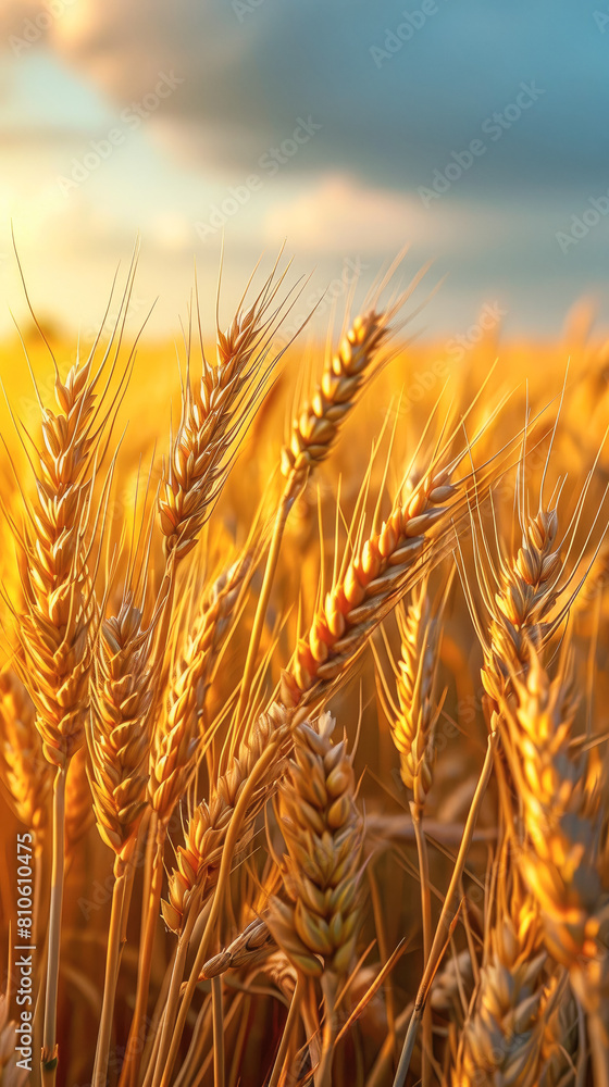 detailed and vibrant image of a vast wheat field, capturing the essence of a serene
