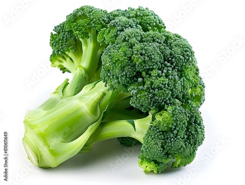 Broccoli Florets on Simple White Background Showcasing Healthy Green Vegetable for Culinary and Wellness Concepts