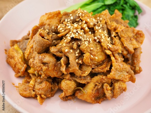 한국음식 제육볶음, 청경채, 요리, 반찬 photo