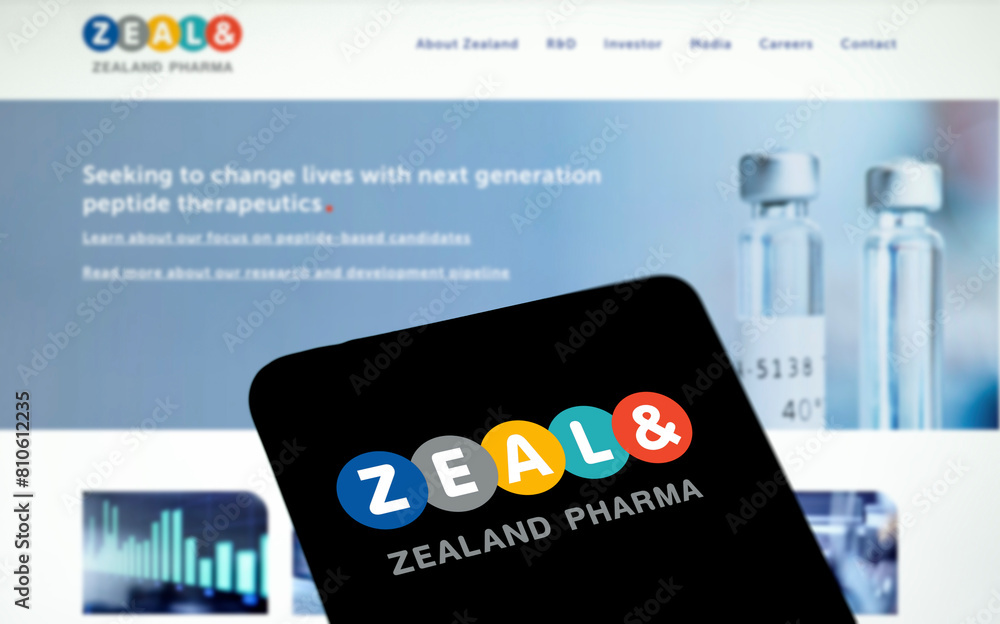 Dhaka, Bangladesh 10 May 2024 Zealand Pharma logo is displayed on