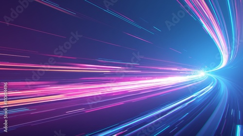 Futuristic 3D Motion Traces with High-Speed Light Beams on Blue, Purple, Red, and Yellow Background | 4K HD Wallpaper,3d render motion line of speed and power or light trails. High-speed light with 5g