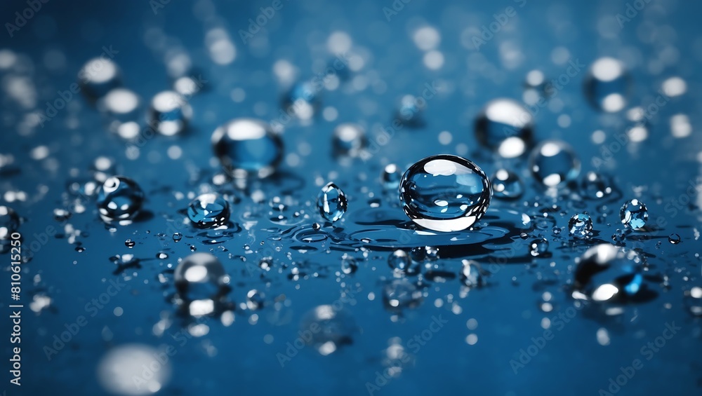 Realistic water droplets on blue background design wallpaper Realistic water droplets on blue background design wallpaper