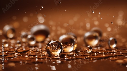 Realistic water droplets on brown background design wallpaper