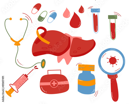 Set of world Hepatitis Day vector set illustration 