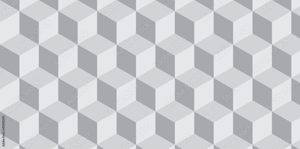 Seamless abstract white and gray stripe rectangles hexagon type cube geometric pattern. modern square diamond mosaic pattern. retro ornament grid tiles and wallpaper used for background. Seamless abstract white and gray stripe rectangles hexagon type cube geometric pattern. modern square diamond mosaic pattern. retro ornament grid tiles and wallpaper used for background.