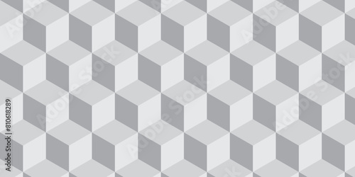 Seamless abstract white and gray stripe rectangles hexagon type cube geometric pattern. modern square diamond mosaic pattern. retro ornament grid tiles and wallpaper used for background.