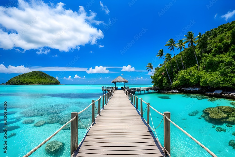 Obraz premium View of wooden bridge