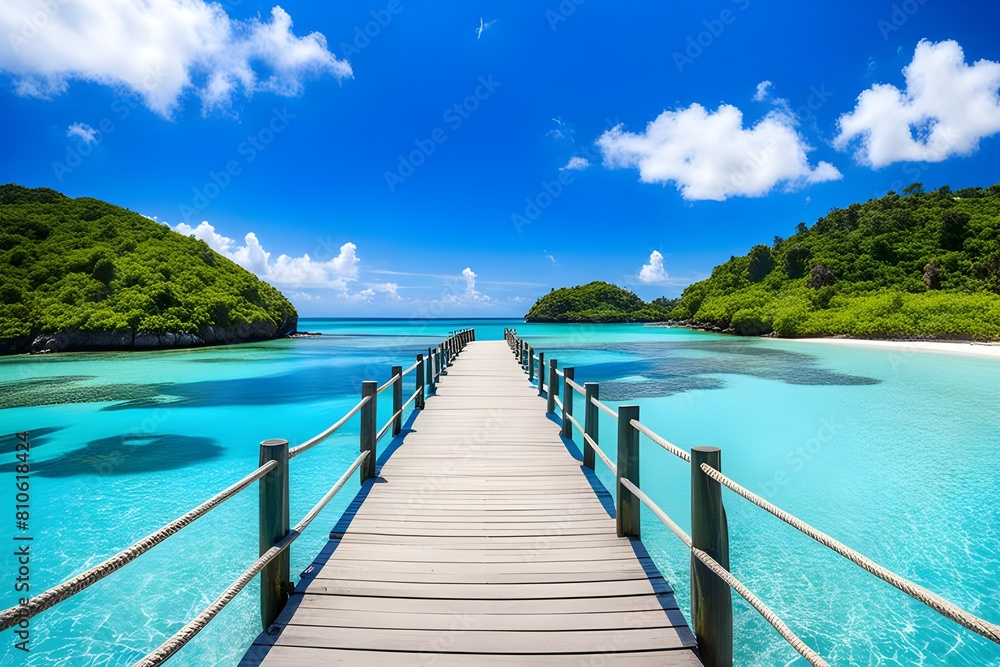 Fototapeta premium View of wooden bridge