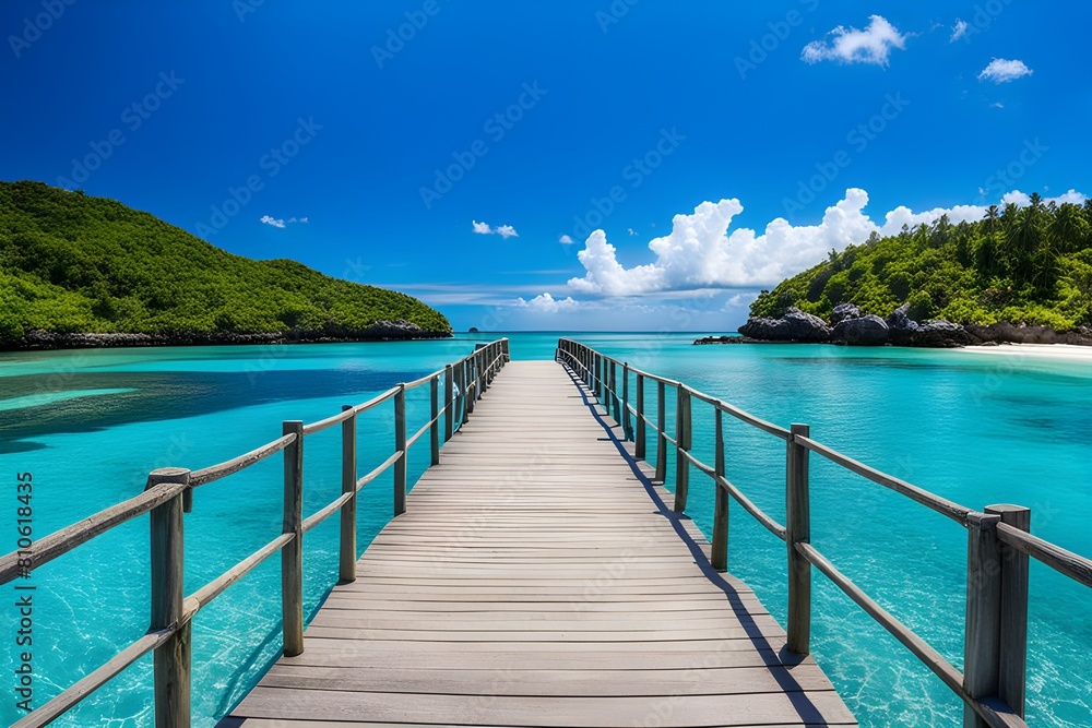 Obraz premium View of wooden bridge