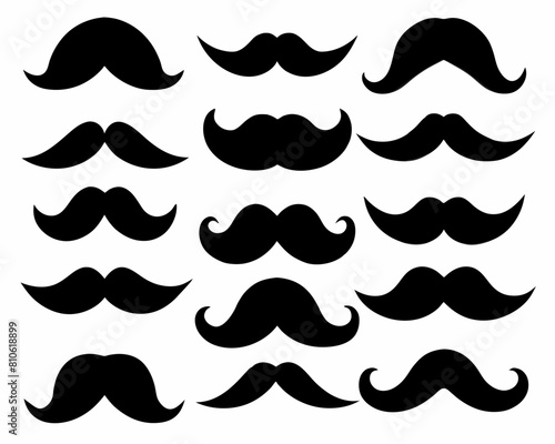 Mustache black Silhouette Design with white Background