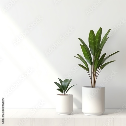 minimal many indoor plant plants  monstera  jade  snake plant  white pots standing at the wood wall with window mockup white clean  bright light