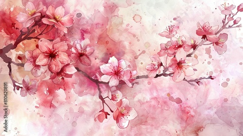 Serenade of Blossoms: Watercolor Delicacy in Cherry Bloom