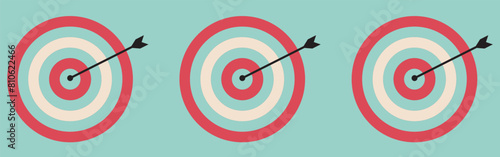 target goal with arrow isolated on white background icon symbol flat vector illustration