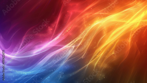 Colorful abstract background with swirling light waves and stars. Created with Ai
