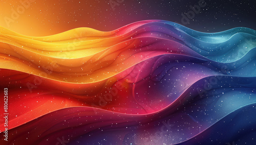 A vibrant background with swirling colorful waves of energy representing the fusion between technology and art. Created with Ai