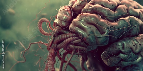 Brain Worm - parasitic ailment neurocysticercosis Illustration photo