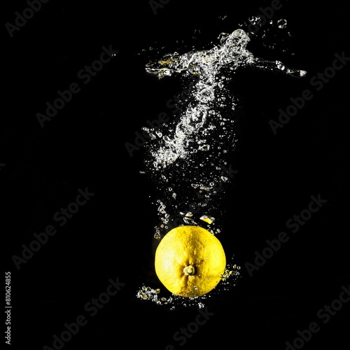 Lemon dripped on water