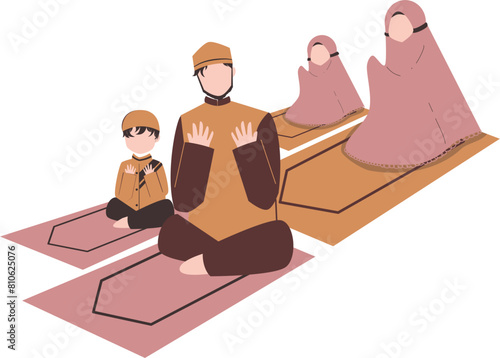 Muslim family Illustration. Family bonding.