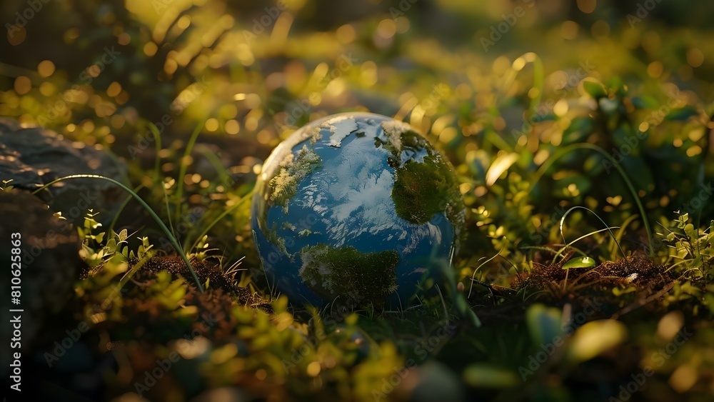 Earth globe in weeds symbolizing reduce reuse recycle to lessen ...