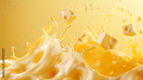 the deliciousness of melted cheese is captured in a dynamic splash