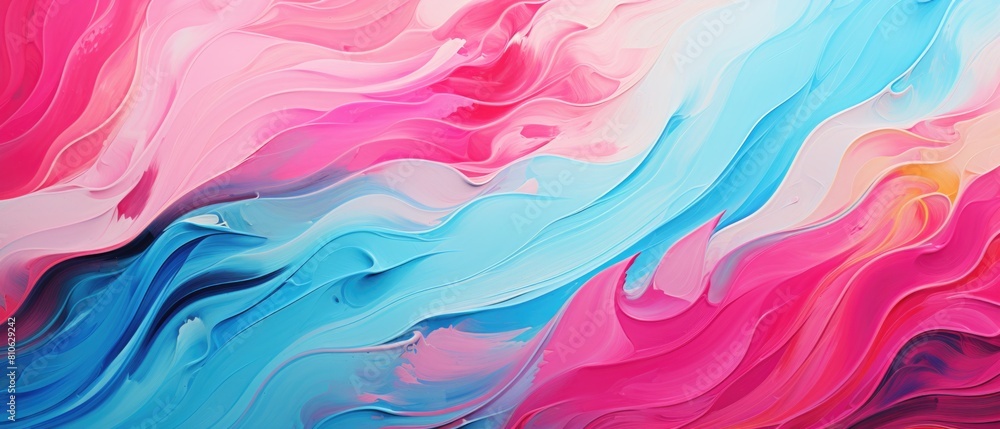 Fototapeta premium Abstract painting in pink, blue, and white